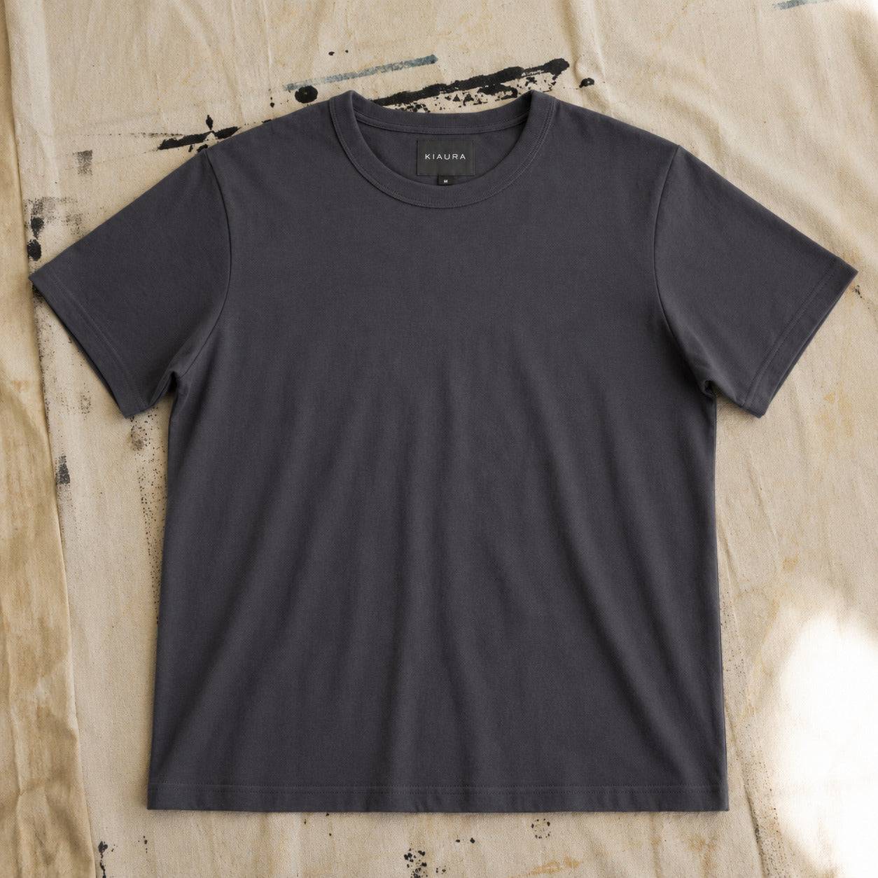 Premium Fitted Heritage Tee in Washed Black, flatlay