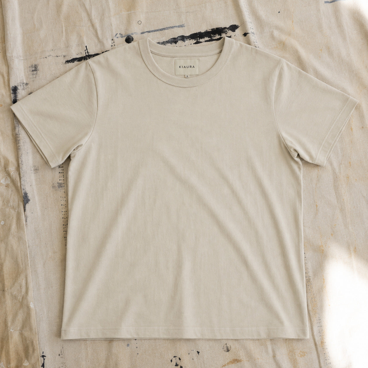 Premium Fitted Heritage Tee in Heritage Sand, flatlay