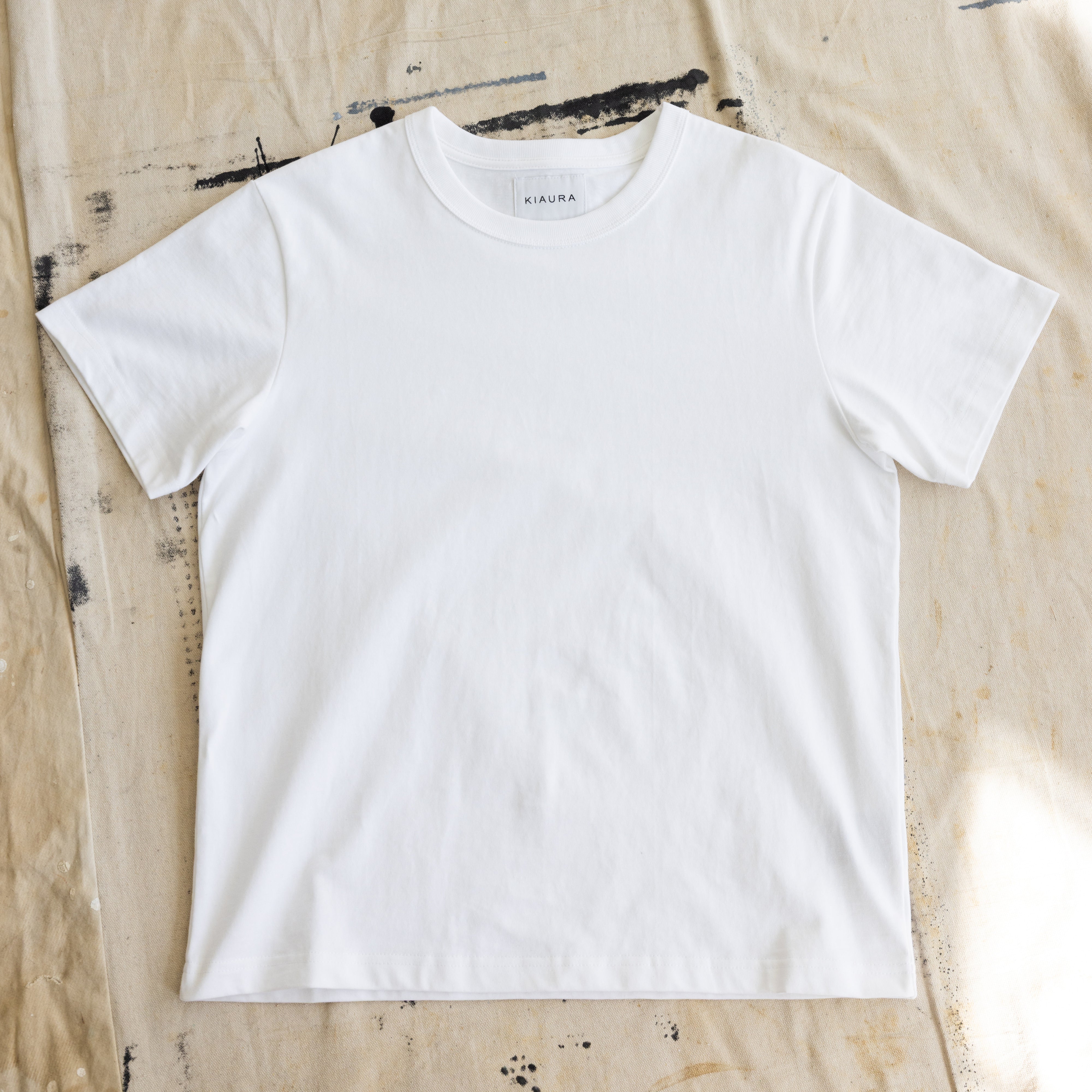 Premium Fitted Heritage Tee in Vintage White, flatlay